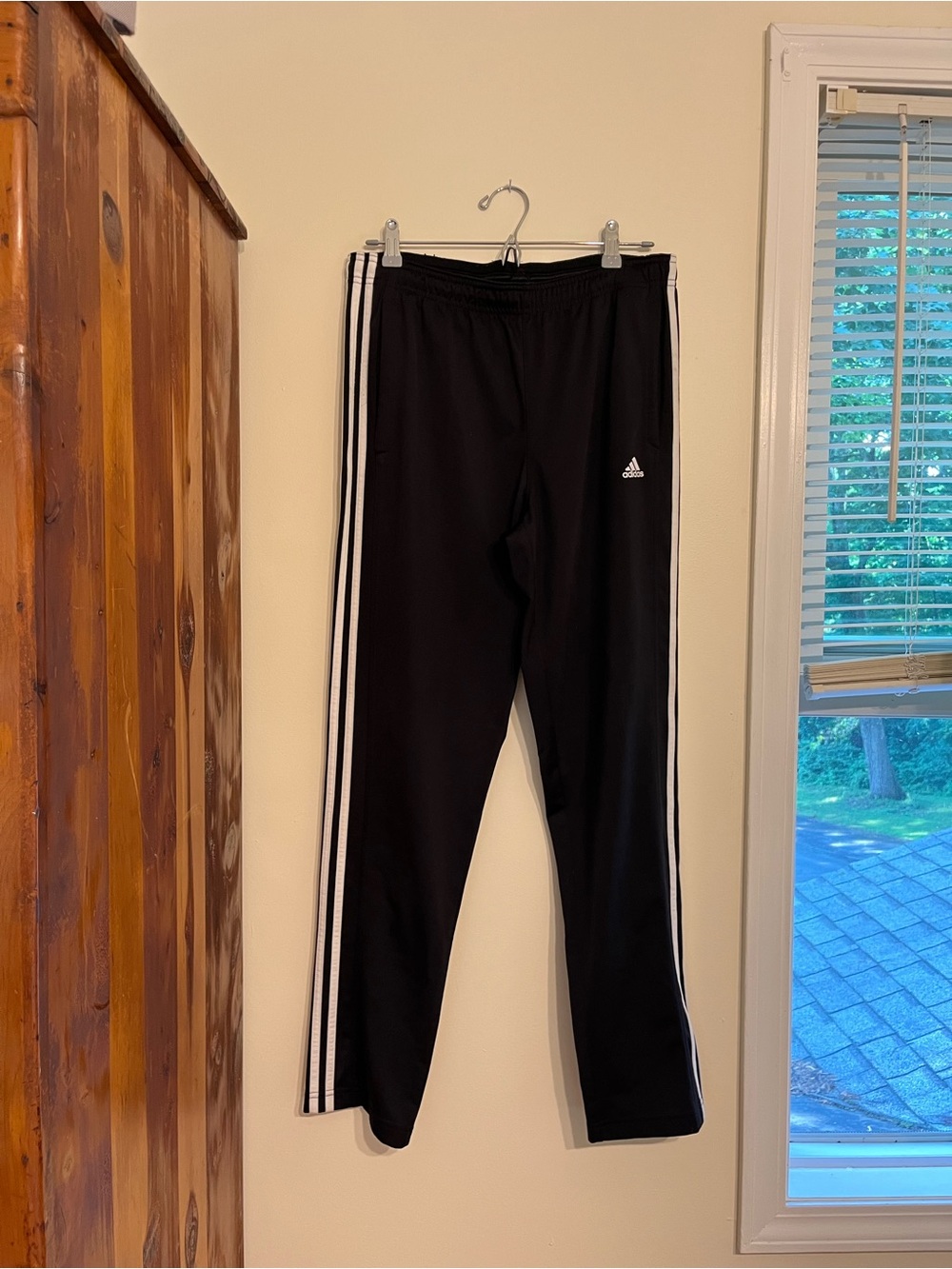 Adidas Climalite Black Track Pants with White Stripes Zip Ankle